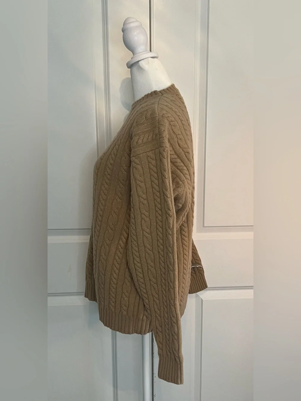 J Crew Men's Lambswool Cable Knit Crewneck Sweater - Brown Sz M
